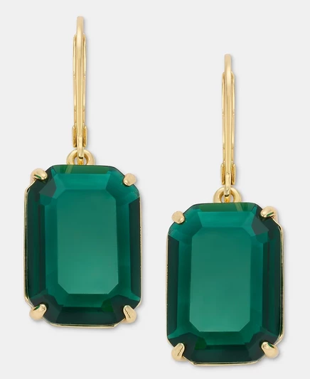 Серьги Lauren Ralph Lauren с прямоугольными зелёными камнями