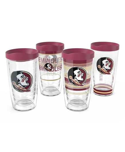 Стакан Tervis Tumbler Florida State Seminoles, 16 унций. Классический стакан, набор из 4