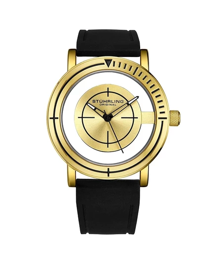 Мужские кварцевые часы-авиатор Stuhrling Sniper 3915, 42 мм, циферблат с перекрестием прицела, каучуковый ремешок, 5 АТМ