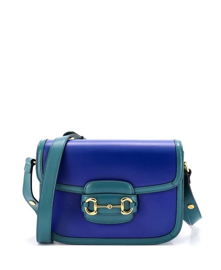 Женская сумка Pre-Owned Gucci Horsebit 1955 кожаная, синяя