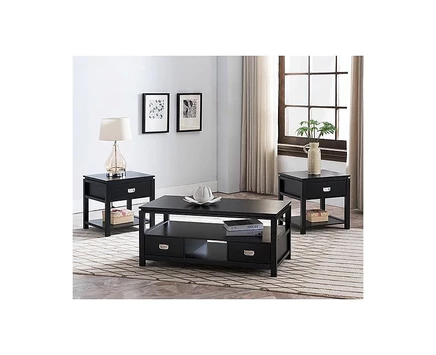 Столовый сервиз Kings Brand Furniture Willard из 3 предметов черного цвета
