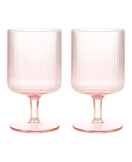Бокалы для вина The Wine Savant Ribbed Goblet, набор из 2 розовых бокалов