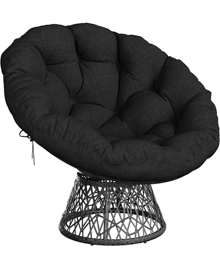 кресло gaomon Papasan Эргономичное плетеное кресло Papasan с очень толстой мягкой тканевой подушкой, прочной стальной рамой, поворотным основанием на 360° для гостиной