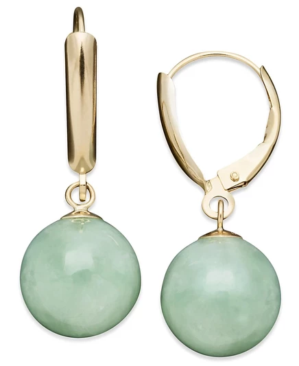 Женские серьги Macy's с жадеитом, золото 14K, зеленые