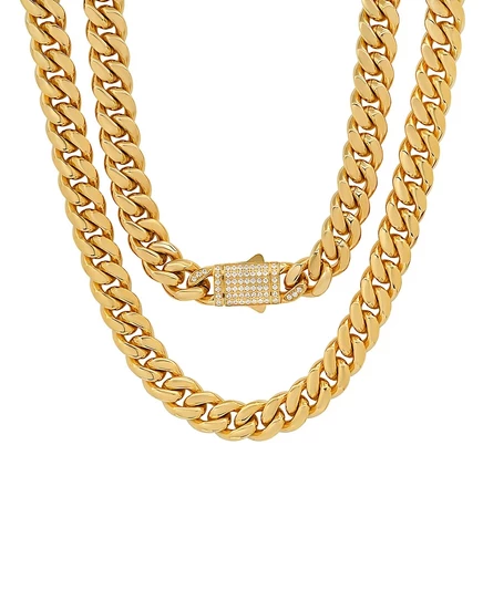 Мужское ожерелье Steeltime Cuban 18K, 61 см, золотое