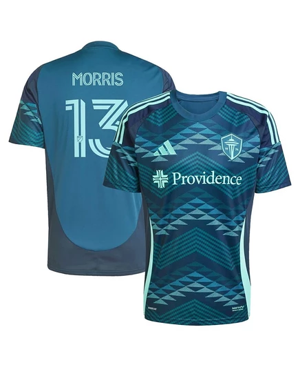 Мужская футболка Adidas Jordan Morris Blue Seattle Sounders FC, точная копия формы Salish Sea. blue
