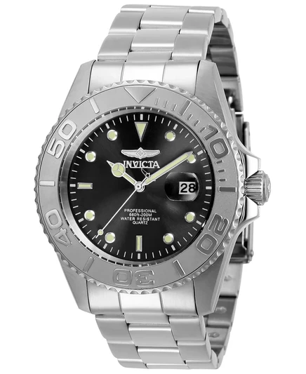 Мужские кварцевые часы Invicta 29944 Pro Diver с черным циферблатом и 3 стрелками silver