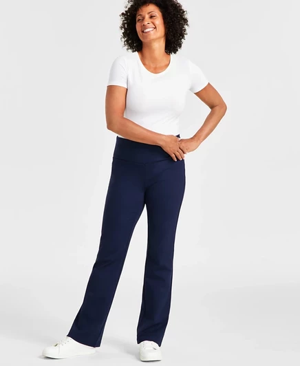 Миниатюрные брюки Ponte с притачным вырезом от Style & Co, созданные для Macy's blue