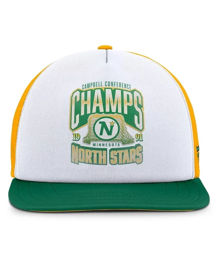 Мужская бело-зеленая кепка Fanatics из коллекции Minnesota North Stars Decades с застежкой-молнией спереди от Fanatics white, green