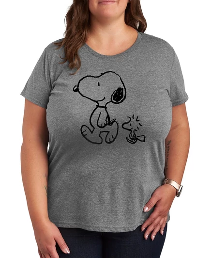 Женская футболка Hybrid Apparel Peanuts Snoopy, большой размер, серая
