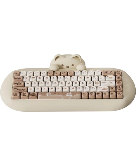 Беспроводная механическая клавиатура YUNZII C68, горячая замена игровой клавиатуры на 65%, Тройной режим BT5.0/2.4G / Проводная, RGB подсветка NKRO, Силиконовая эргономичная клавиатура Cute Cat для Win/Mac Milk Switch brown