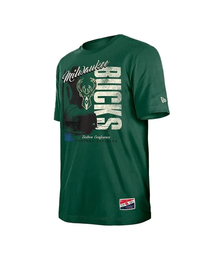 Мужская футболка New Era Hunter Green Milwaukee Bucks Distressed Throwback Vintage Color Pack от New Era hunter green
