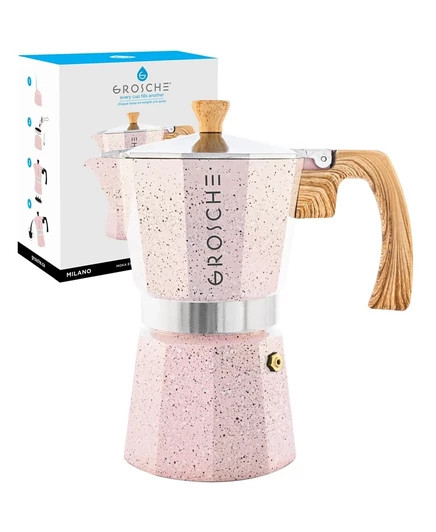 Кофеварка гейзерная Grosche Milano Stone на 6 чашек, розовая