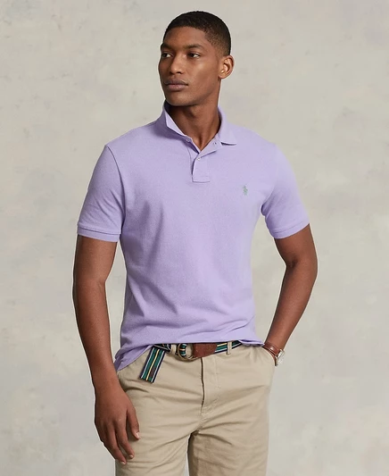 Мужская сетчатая рубашка-поло классического покроя от Polo Ralph Lauren фиолетового цвета