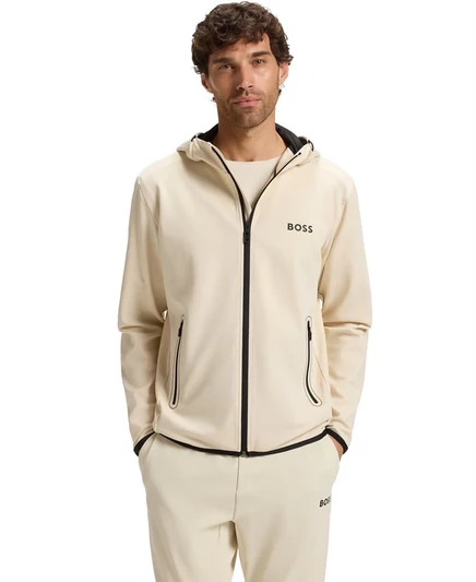 Мужское худи Hugo Boss Active Stretch-Gabardine на молнии, белое