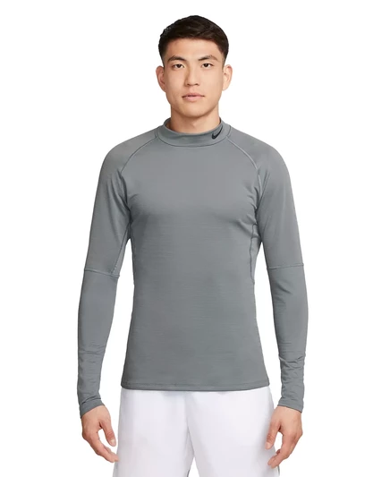  Мужская рубашка для фитнеса Pro Slim-Fit Dri-FIT с имитацией шеи и длинным рукавом smoke grey/black