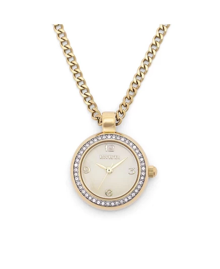 Женские часы Invicta 49932 Mini Quartz с перламутровым циферблатом, ожерелье, золотые
