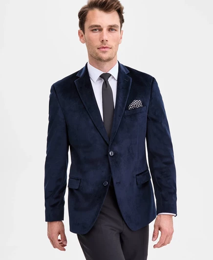 Мужское приталенное спортивное пальто из бархата, эксклюзивно в Macy's navy