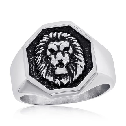 Мужское кольцо Metallo Lion оксидированное, серебристое