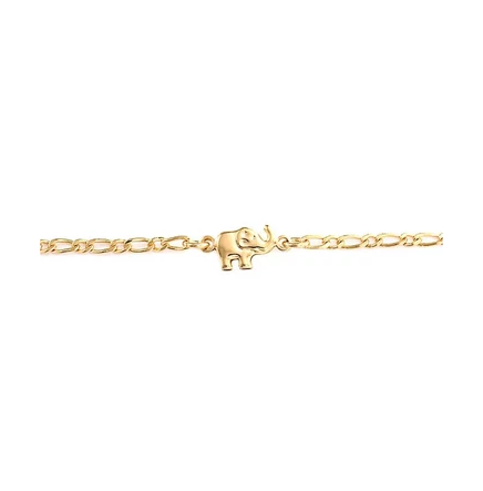 Ювелирные изделия Bling Изящные три Мульти-шарма Lucky Elephant Anklet Браслет на щиколотку из 18-каратной позолоченной латуни 7,5, 9,5 дюймов gold-tone