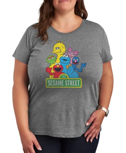 Женская футболка больших размеров Hybrid Apparel Sesame Street, серая
