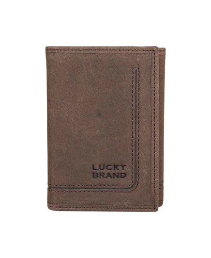 Мужской кожаный кошелек lucky brand тройной с rfid, коричневый