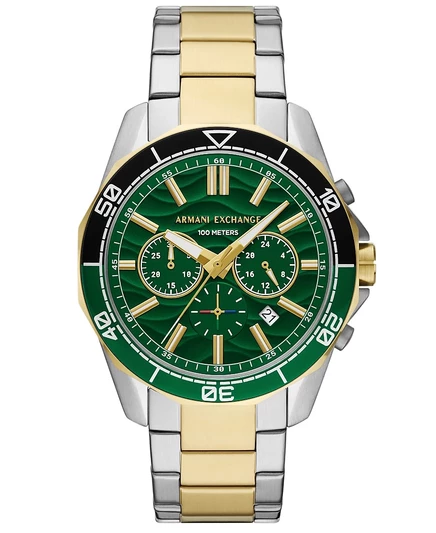 Мужские кварцевые часы A|X Armani Exchange с двухцветным хронографом из нержавеющей стали, 44-миллиметровый мультиметр