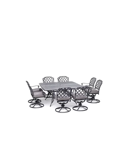 Vintage II Outdoor, 9 предметов Обеденный гарнитур (квадратный обеденный стол 64 дюйма и 8 поворотных качалок) с подушками Outdura®, созданный для Macy's remy graphite