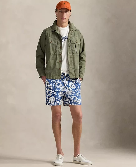  Мужские 6-дюймовые оксфордские шорты Polo Prepster с цветочным рисунком mangrove floral
