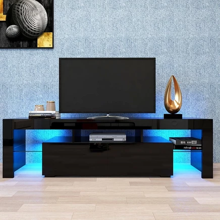 Тумба под ТВ Streamdale Furniture с LED-подсветкой, черная