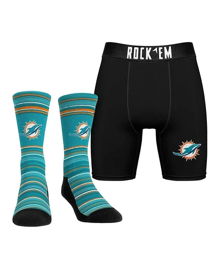 Мужской комплект Rock 'Em носки и трусы-боксеры Miami Dolphins, белые