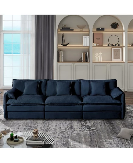 Секционный диван Streamdale Furniture с глубоким сиденьем большого размера, Современный Синелевый облачный диван синего цвета