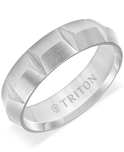 Мужское обручальное кольцо triton carved, титан, серое