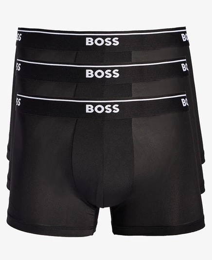 Мужские трусы-боксеры 3 шт. Hugo Boss с логотипом, черные