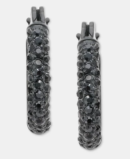 Женские серьги-кольца DKNY Crystal Pavé, 14 мм, черные