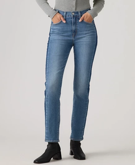 Женские джинсы Levi's 724 с высокой посадкой и прямыми штанинами синего цвета