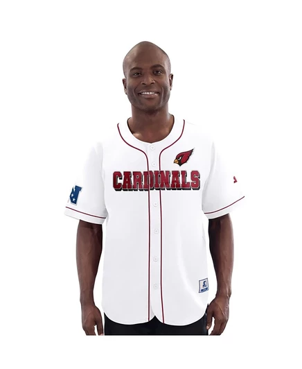 Мужская бейсбольная майка Arizona Cardinals для эстафеты в стартовом составе белого цвета на пуговицах