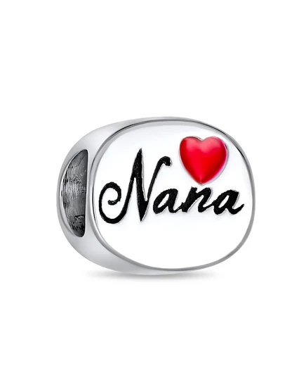 Шарм Bling Jewelry Nana с красным сердцем, серебристый