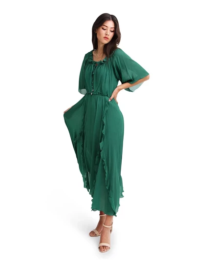 Женское платье миди с оборками Amour от Belle & Bloom dark green