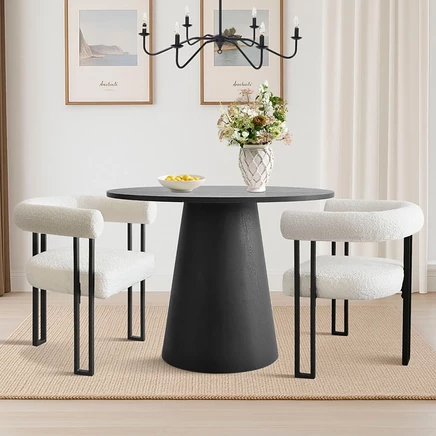 Обеденный гарнитур Maison Boucle из 3 предметов – 35 " Круглый стол с 2 стульями с подлокотниками, Компактная мебель для современных кухонных уголков коричнево-бежевого цвета