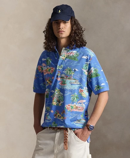 Мужская рубашка поло классического покроя Big & Tall от Polo Ralph Lauren синего цвета