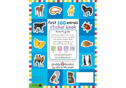 Книга-наклеек Первые 100: животные, свыше 500 наклеек