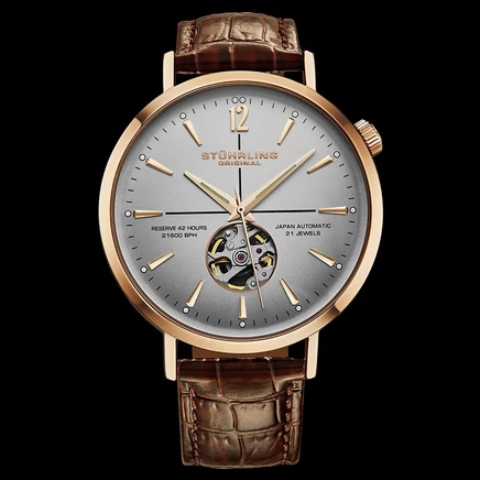 Мужские часы Stuhrling 1021 Quasar Skeleton с автоподзаводом 42 мм