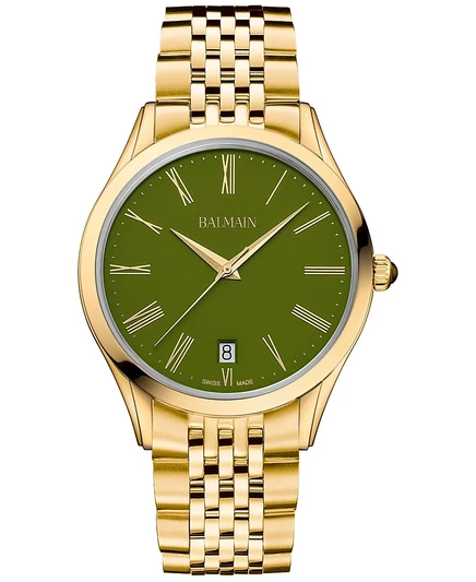 Мужские швейцарские часы Balmain Classic R 41 мм PVD, хаки
