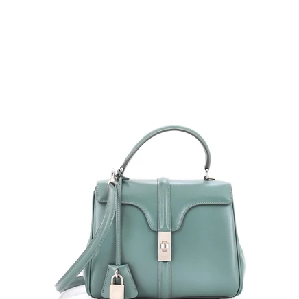 Женская сумка Celine Small 16 из гладкой кожи, зеленая