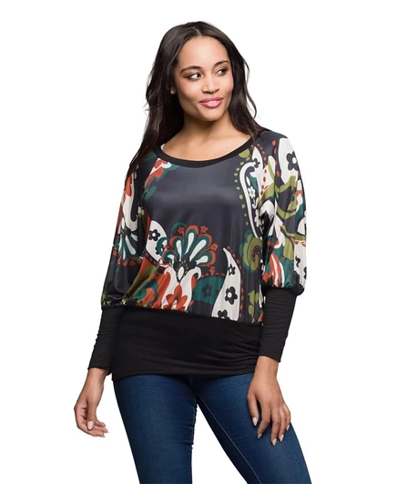 Женский топ 24seven Comfort Apparel, пейсли, черный