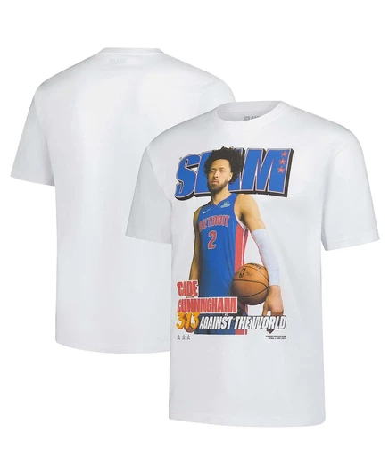 Мужская и женская футболка Cade Cunningham White Detroit Pistons с графическим принтом white
