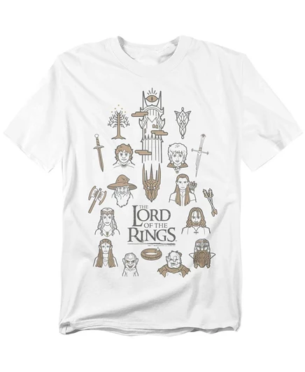 Мужская футболка Lord of the Rings Doodle Icons, белая