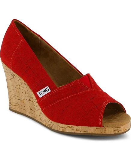 Женские босоножки-слипоны на танкетке TOMS, красные