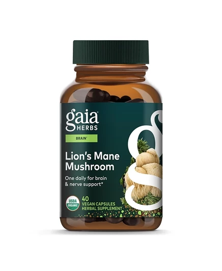 Добавка Gaia Herbs Lion's Mane для мозга и нервов, 40 капсул